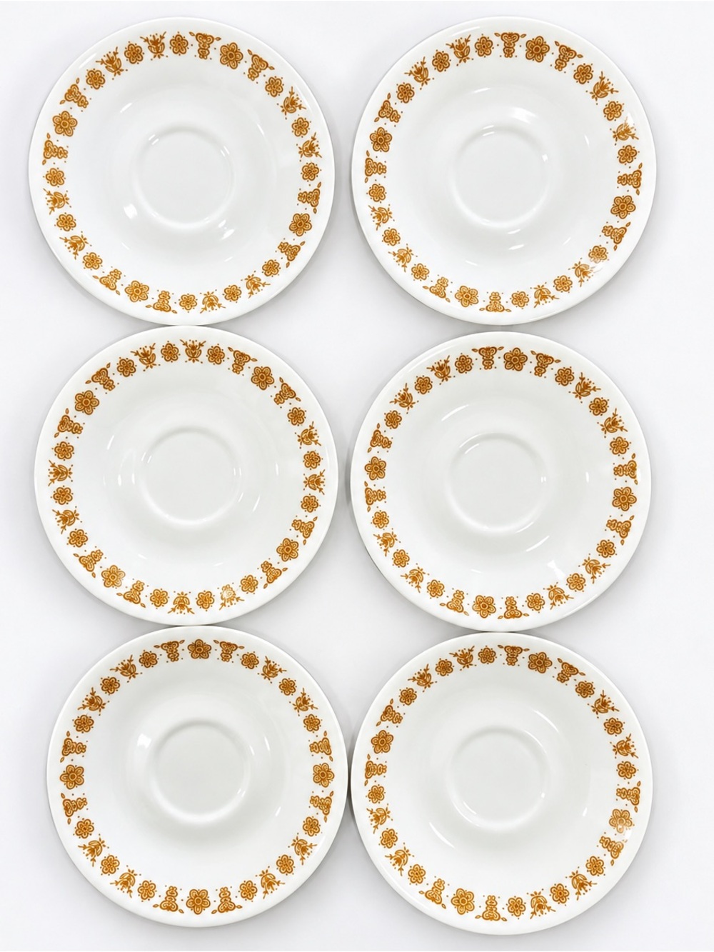 Set of 6 Vintage Corelle Corning Butterfly Gold Saucer Plate Coffee Tea 6.25”